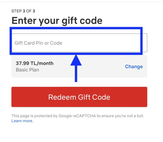 Netflix トルコ ギフトコード入力